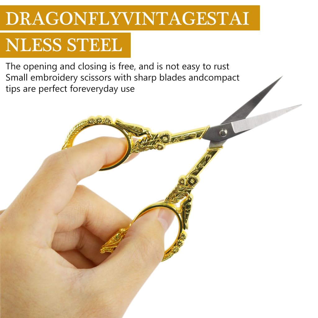 HASTHIP Sewing Scissors Tailor Scissors Stainless Steel Scissors Aesthetic Golden Carving Handle Pointy Tip Scissors for DIY Crafting, Sewing, Crocheting, Need Knitting HASTHIP Sewing Scissors Tailor Scissors Stainless Steel Scissors Aesthetic Golden Carving Handle Pointy Tip Scissors for DIY Crafting, Sewing, Crocheting, Need Knitting